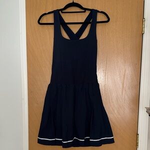 Navy Blue Dress with White Trim